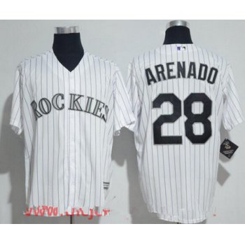 Men's Colorado Rockies #28 Nolan Arenado White Home Stitched MLB Majestic Cool Base Jersey