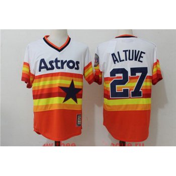 Men's Houston Astros #27 Jose Altuve Orange Rainbow Cooperstown Stitched MLB Majestic Cool Base Jersey