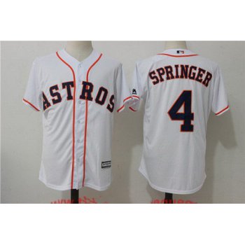 Men's Houston Astros #4 George Springer White Home Stitched MLB Majestic Cool Base Jersey