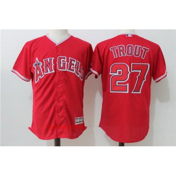 Men's Los Angeles Angels Of Anaheim #27 Mike Trout Red Stitched MLB Majestic Cool Base Jersey