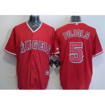 Men's Los Angeles Angels of Anaheim #5 Albert Pujols Red Stitched MLB Majestic Cool Base Jersey