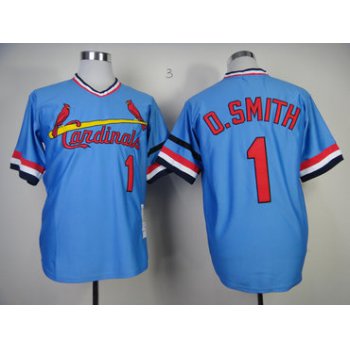 St. Louis Cardinals #1 Ozzie Smith 1982 Light Blue Throwback Jersey