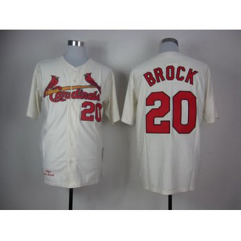 St. Louis Cardinals #20 Lou Brock 1967 Cream Throwback Jersey