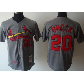 St. Louis Cardinals #20 Lou Brock 1967 Gray Wool Throwback Jersey