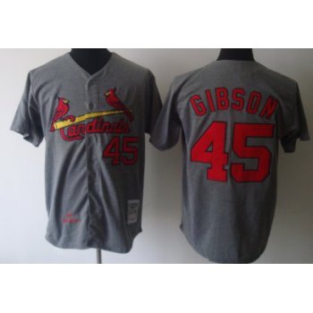 St. Louis Cardinals #45 Bob Gibson 1967 Gray Wool Throwback Jersey