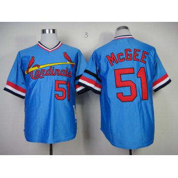 St. Louis Cardinals #51 Willie McGee 1982 Light Blue Throwback Jersey