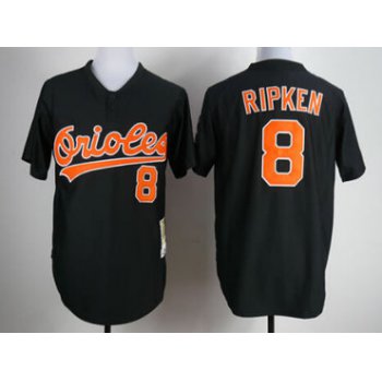 Baltimore Orioles #8 Cal Ripken 1993 Black Throwback Jersey