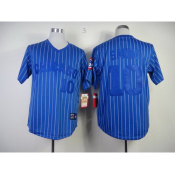 Chicago Cubs #10 Ron Santo Blue Pinstripe Throwback Jersey