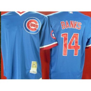 Chicago Cubs #14 Ernie Banks 1984 Blue Throwback Jersey