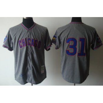 Chicago Cubs #31 Ferguson Jenkins 1968 Gray Wool Throwback Jersey