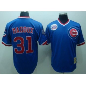 Chicago Cubs #31 Greg Maddux 1984 Blue Throwback Jersey