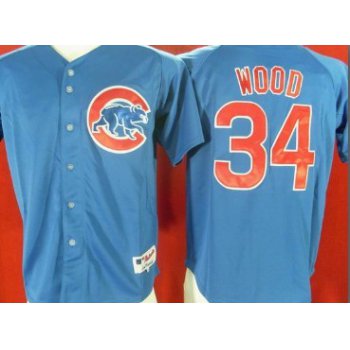 Chicago Cubs #34 Kerry Wood Blue Jersey