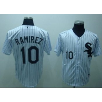 Chicago White Sox #10 Alexei Ramirez White With Black Pinstripe Jersey