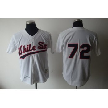 Chicago White Sox #72 Carlton Fisk 1990 White Buttons Throwback Jersey