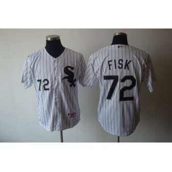 Chicago White Sox #72 Carlton Fisk White With Black Pinstripe Jersey