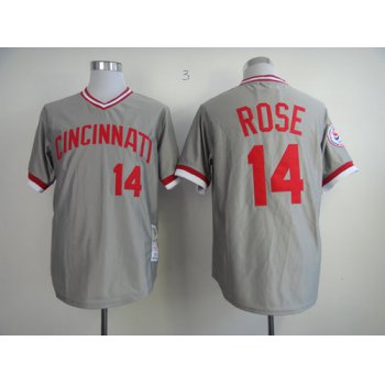 Cincinnati Reds #14 Pete Rose 1976 Gray Throwback Jersey