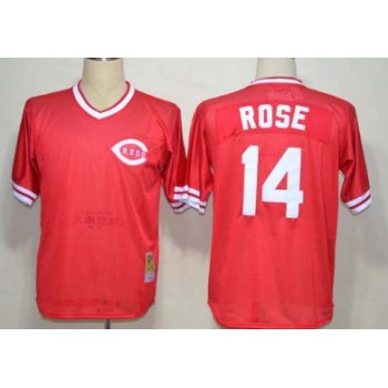 Cincinnati Reds #14 Pete Rose Mesh BP Red Throwback Jersey