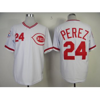 Cincinnati Reds #24 Tony Perez 1974 White Throwback Jersey