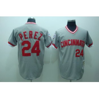 Cincinnati Reds #24 Tony Perez 1976 Gray Throwback Jersey