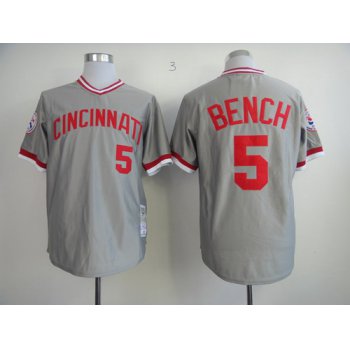 Cincinnati Reds #5 Johnny Bench 1976 Gray Throwback Jersey