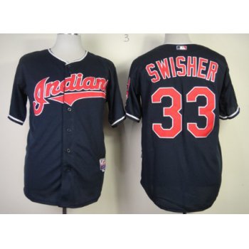 Cleveland Indians #33 Nick Swisher Navy Blue Jersey