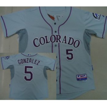 Colorado Rockies #5 Carlos Gonzalez Gray Jersey