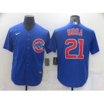 Men Chicago Cubs 21 Sosa Blue Game Nike MLB Jerseys