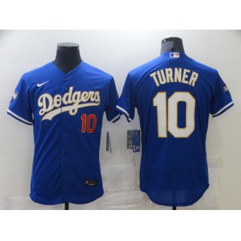 Men Los Angeles Dodgers 10 Turner Blue Elite 2021 Nike MLB Jersey