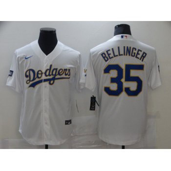 Men Los Angeles Dodgers 35 Bellinger White Game 2021 Nike MLB Jersey