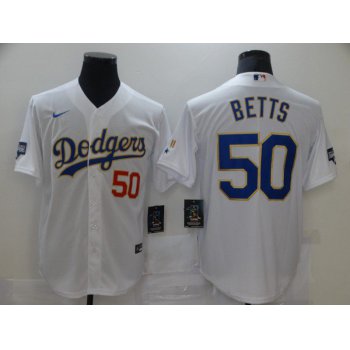 Men Los Angeles Dodgers 50 Betts White Game 2021 Nike MLB Jersey