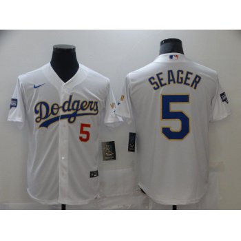 Men Los Angeles Dodgers 5 Seager White Game 2021 Nike MLB Jerseys