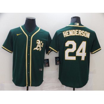 Men Oakland Athletics 24 Henderson Green Game 2021 Nike MLB Jersey