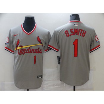 Men St.Louis Cardinals 1 O.Smith Grey Game 2021 Nike MLB Jersey