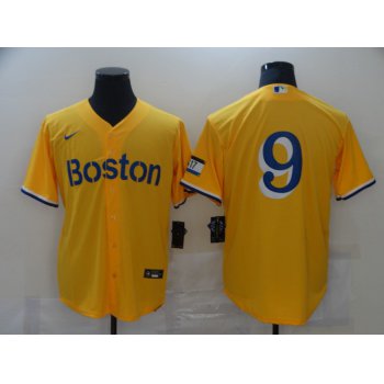 Men's Boston Red Sox #9 Ted Williams Gold 2021 City Connect Stitched MLB Cool Base Nike Jersey