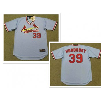 Men's St. Louis Cardinals #39 AL HRABOSKY 1975 Majestic Cooperstown Away Light Blue Jersey