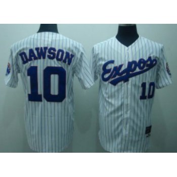 Montreal Expos #10 Andre Dawson 1982 White Pinstripe Throwback Jersey