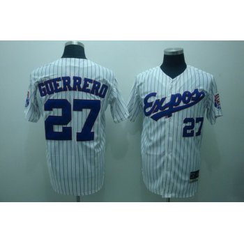 Montreal Expos #27 Vladimir Guerrero 1982 White Pinstripe Throwback Jersey