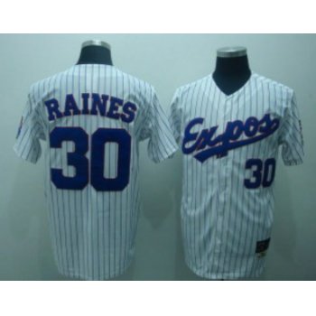 Montreal Expos #30 Tim Raines 1982 White Pinstripe Throwback Jersey