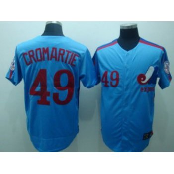 Montreal Expos #49 Warren Cromartie 1982 Blue Throwback Jersey