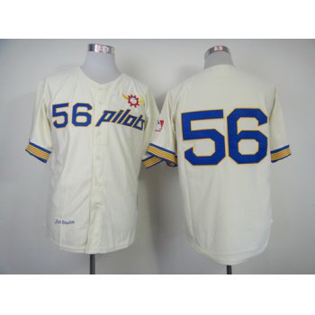 Seattle Pilots #56 Jim Bouton 1969 Cream Throwback Jersey