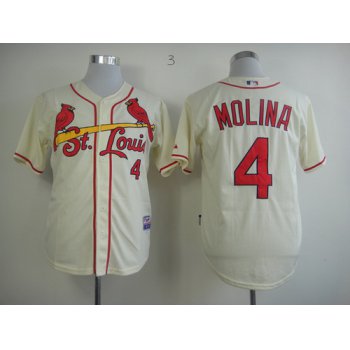 St. Louis Cardinals #4 Yadier Molina Cream Jersey