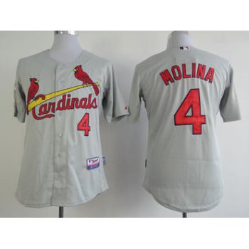 St. Louis Cardinals #4 Yadier Molina Gray Jersey