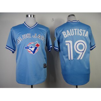 Toronto Blue Jays #19 Jose Bautista Light Blue Pullover Jersey