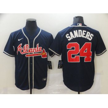 Men Atlanta Braves 24 Sanders Blue Game Nike MLB Jerseys