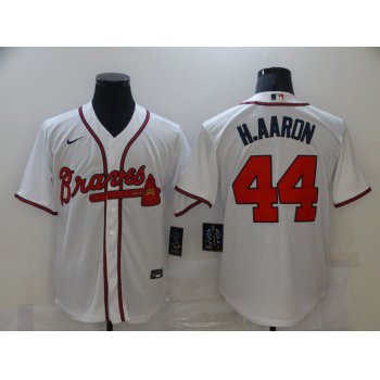 Men Atlanta Braves 44 H.Aaron White Game 2021 Nike MLB Jersey