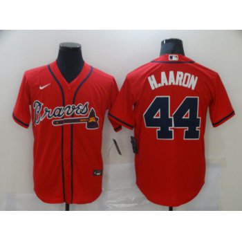 Men Atlanta Braves 44 H.aaron Red Game Nike MLB Jerseys