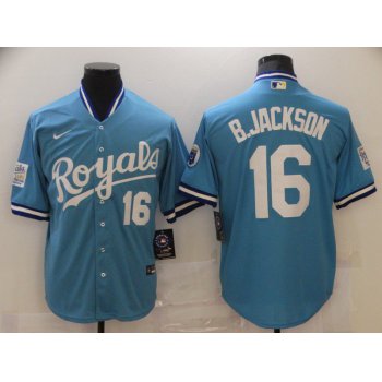 Men Kansas City Royals 16 B.Jackson Light blue Game 2021 Nike MLB Jersey