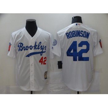 Men Los Angeles Dodgers 42 Robinson White Throwback MLB Jerseys