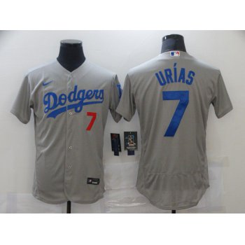 Men Los Angeles Dodgers 7 Urias Grey Elite Nike MLB Jerseys