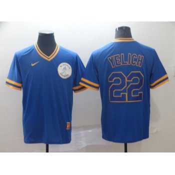 Men Milwaukee Brewers 22 Yelich Blue Game Nike MLB Jerseys